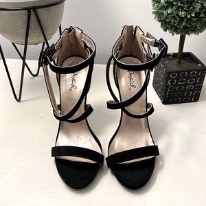 Black suede strappy stilettos